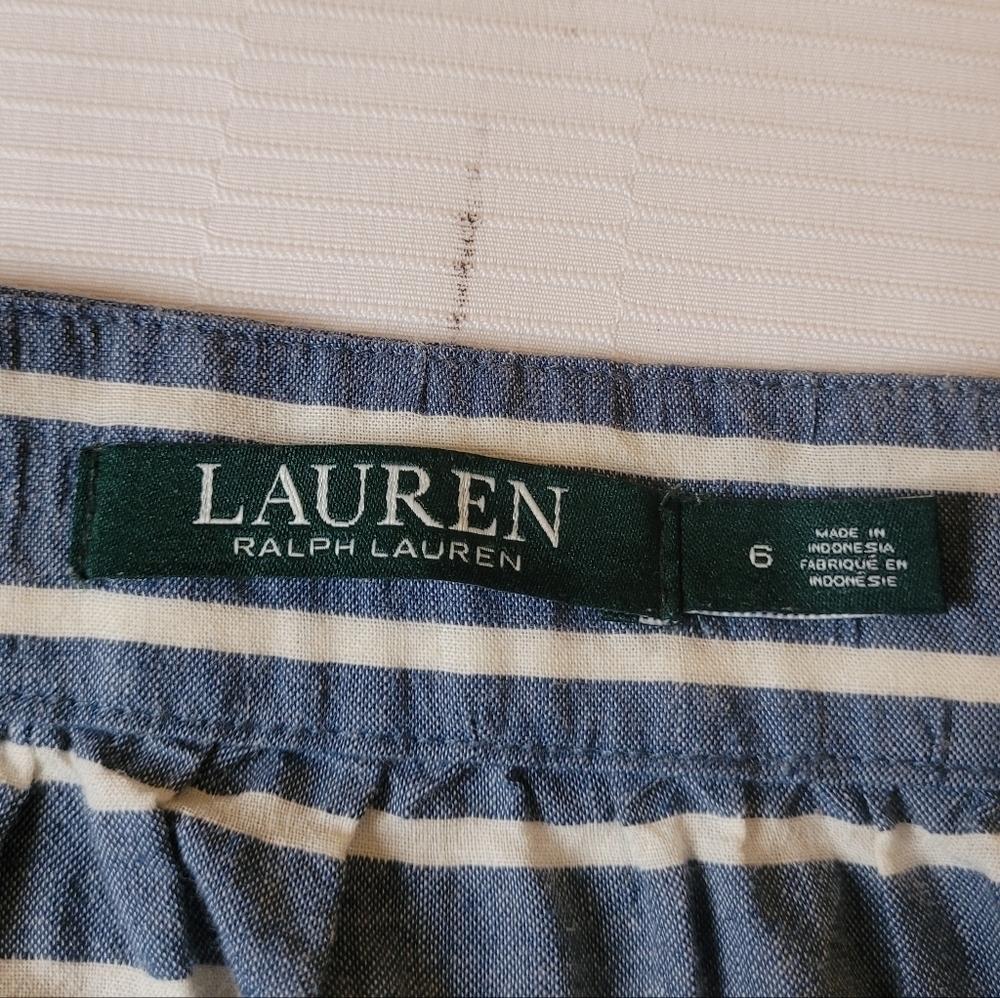 Sold! Lauren Ralph Lauren Linen Blend Striped Tiered Midi Skirt sz 6 - Picture 2 of 9